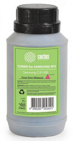 Тонер для картриджа Cactus CS-TSG3M-45, для Samsung CLP-300, пурпурный, 45грамм, флакон